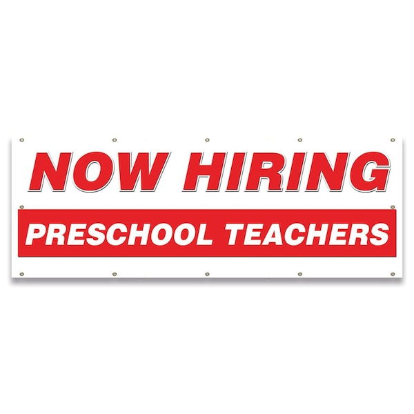 Now Hiring Preschool Teachers Banner Apply Inside Accepting Application Single Sided